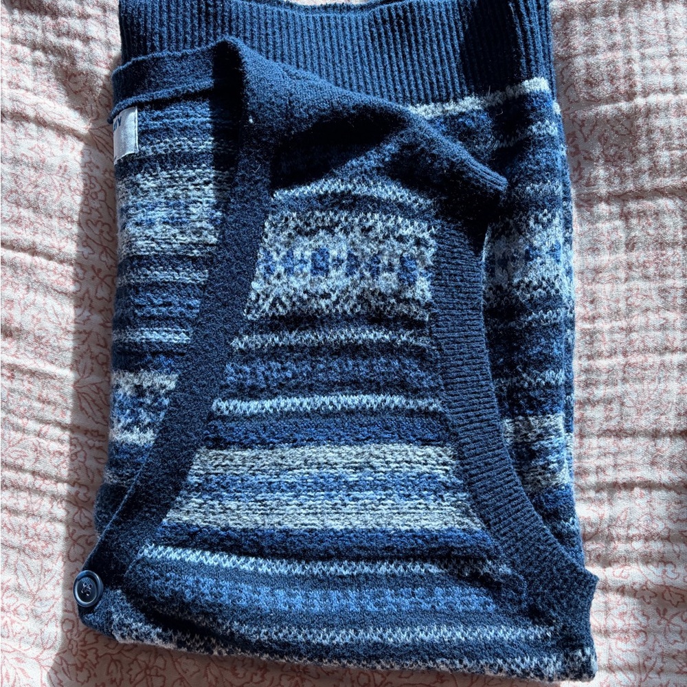 Cozy Blue Striped Knit button up vest